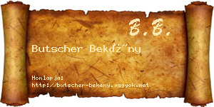 Butscher Bekény névjegykártya